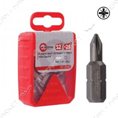 Комплект отверточных насадок Intertool VT-5942 PH1 1/4" x 25мм 25шт                                 