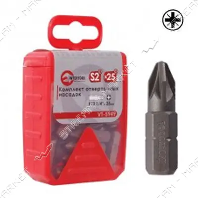 Комплект отверточных насадок Intertool VT-5949 PZ2 1/4" x 25мм 25шт