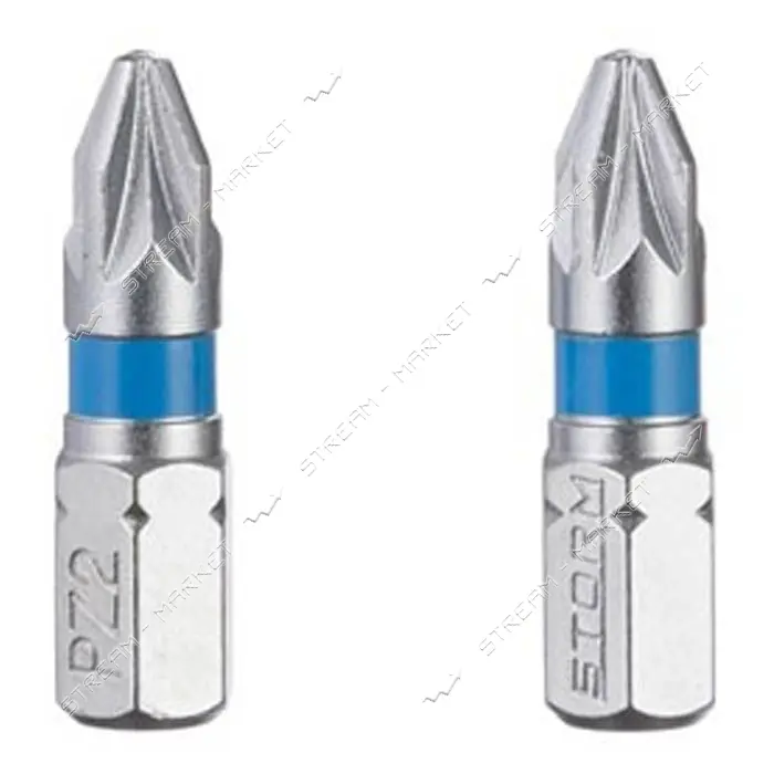 Комплект отверточных насадок Intertool VT-0221 PZ2 1/4"x25мм S2 2шт STORM