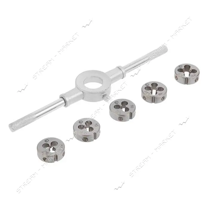 Набор плашек с держателем Intertool SD-8019 M4/M5/M6/M8/M10 6шт