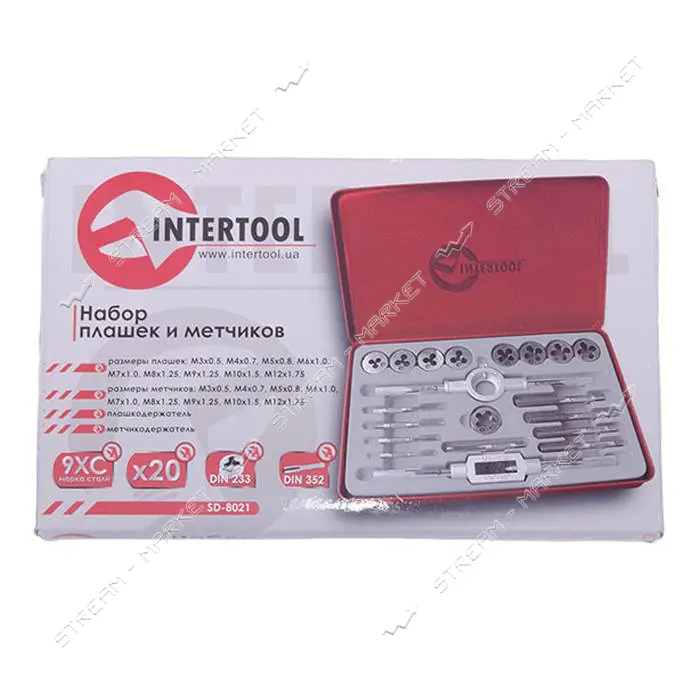 Набор метчиков и плашек Intertool SD-8021 20шт                                                      