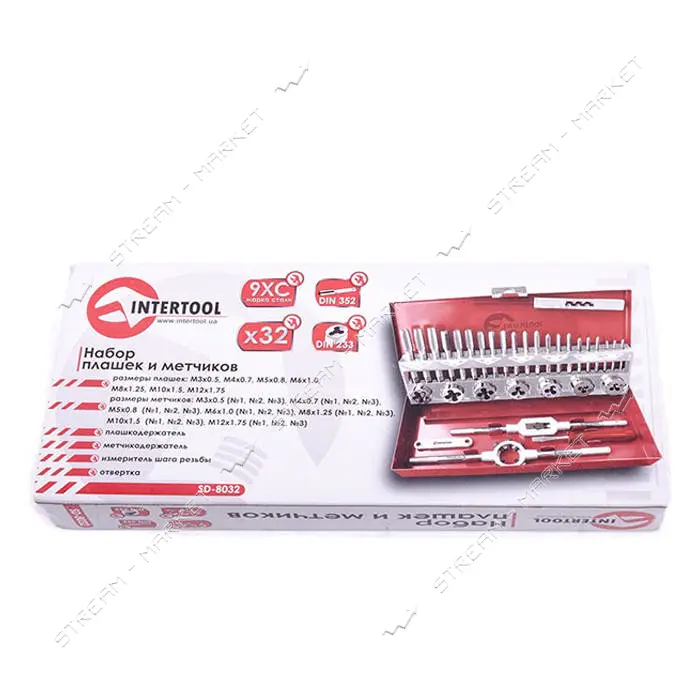 Набор метчиков и плашек Intertool SD-8032 32шт                                                      