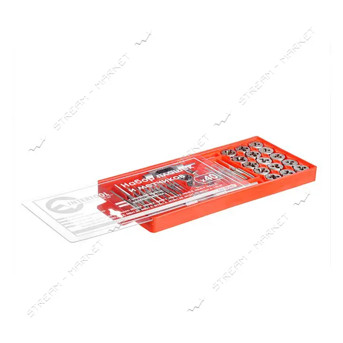 Набор плашек Intertool SD-8040 M3-M12 и метчиков M3-M12 40шт                                        