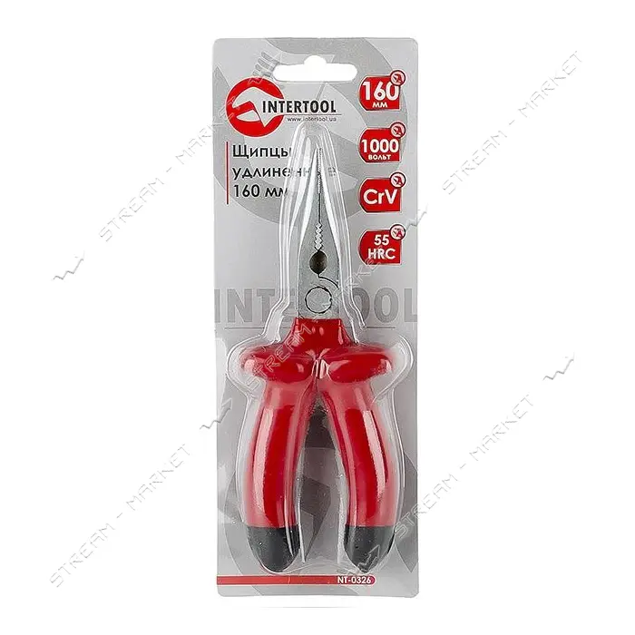 Щипцы Intertool NT-0326 удлиненные прямые 160мм                                                     
