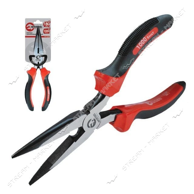 Щипцы Intertool NT-0220 удлиненные прямые 180мм с изолированными рукоятками