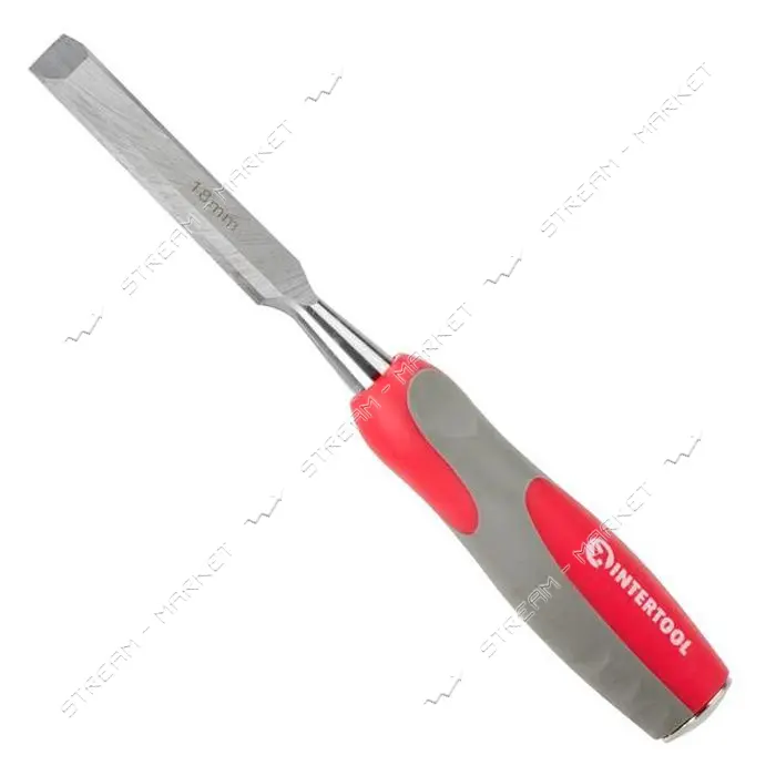 Стамеска Intertool HT-3518 18мм Cr-V двухкомпонентная рукоятка                                      