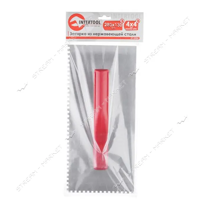 Затирка Intertool KT-0004 из оцинкованной стали 280х130мм 4х4мм