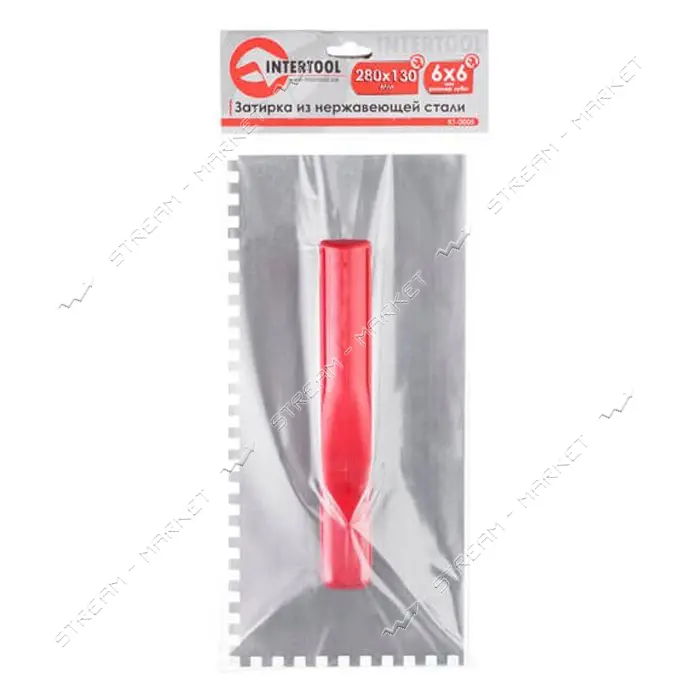 Затирка Intertool KT-0005 из оцинкованной стали 280х130мм 6х6мм