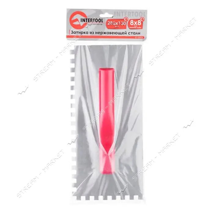 Затирка Intertool KT-0006 из оцинкованной стали 280х130мм 8х8мм                                     