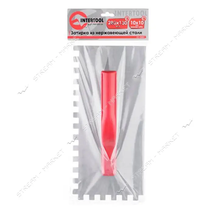 Затирка Intertool KT-0007 из оцинкованной стали 280х130мм 10х10мм                                   