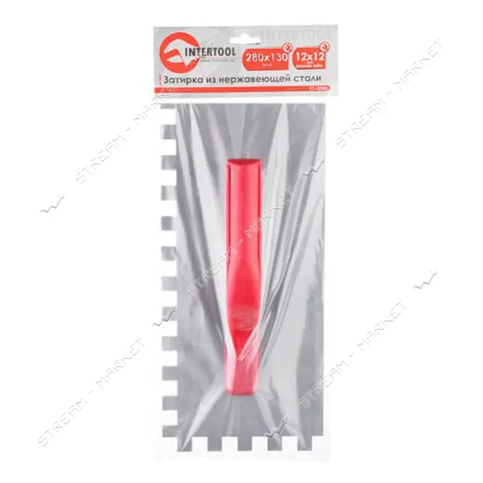 Затирка Intertool KT-0008 из оцинкованной стали 280х130мм 12х12мм