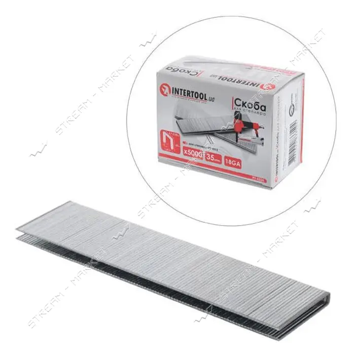 Скоба Intertool PT-8335 для степлера РТ-1612 35мм 18GA 5.7х1.25х1мм 5000шт                          