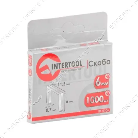 Скоба Intertool RT-0108 8мм ширина 11.3мм сечение 0.70мм 1000шт                                     