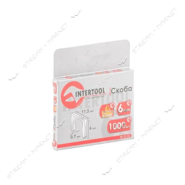 Скоба каленая Intertool RT-0126 6мм ширина 11.3x0.70мм 1000шт