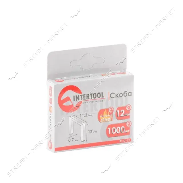 Скоба каленая Intertool RT-0132 12мм ширина 11.3x0.70мм 1000шт