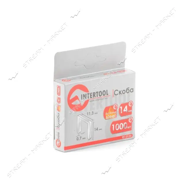 Скоба каленая Intertool RT-0134 14мм ширина 11.3x0.70мм 1000шт                                      