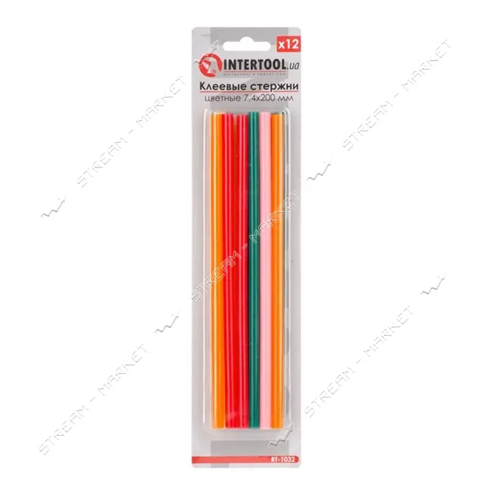 Комплект клеевых стержней Intertool RT-1032 7.4х200мм ассорти 12шт                                  