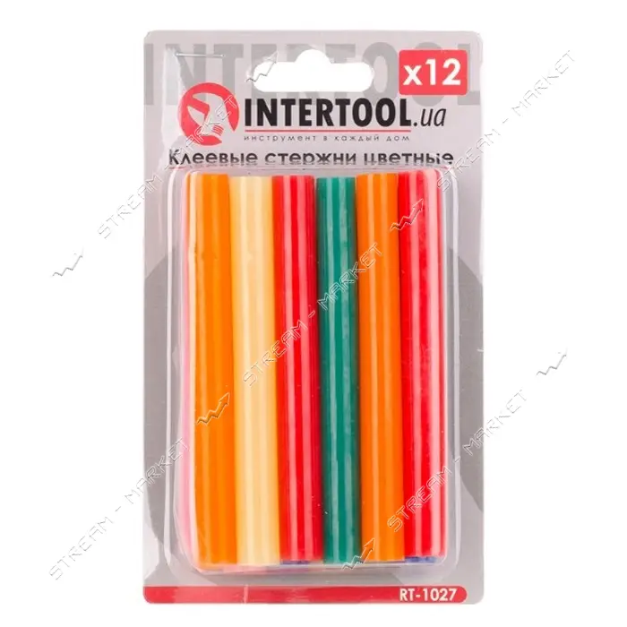 Комплект клеевых стержней Intertool RT-1027 11.2х100мм ассорти 12шт                                 