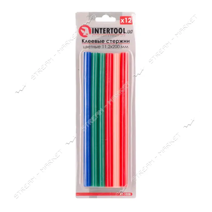 Комплект клеевых стержней Intertool RT-1028 11.2х200мм ассорти 12шт