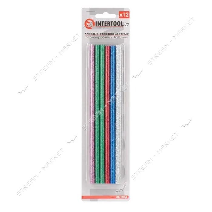 Комплект клеевых стержней Intertool RT-1034 7.4x200мм ассорти 12шт                                  