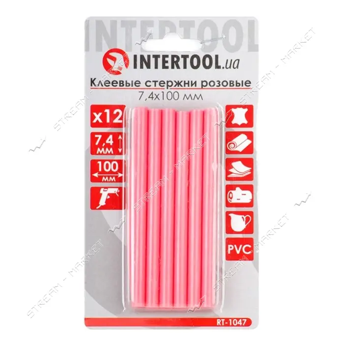 Комплект клеевых стержней Intertool RT-1047 7.4x100мм розовые 12шт