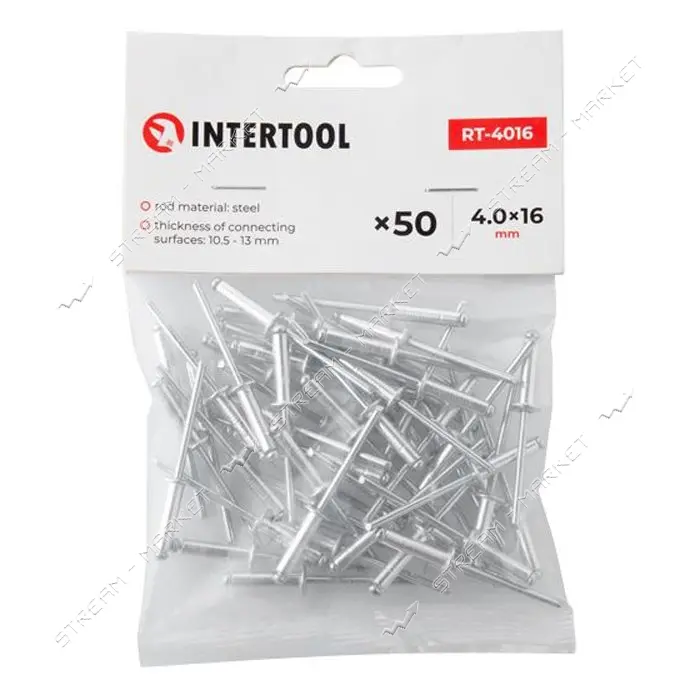 Заклепка Intertool RT-4016 алюминиевая 4.0х16мм                                                     