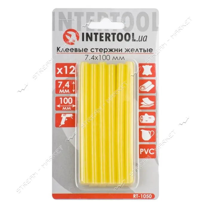 Комплект клеевых стержней Intertool RT-1050 7.4x100мм желтые 12шт