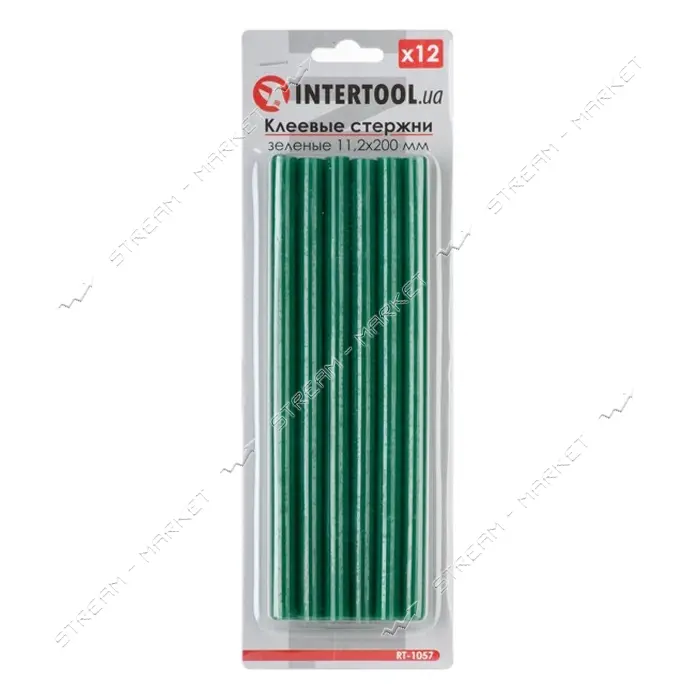 Комплект клеевых стержней Intertool RT-1057 11.2x200мм зеленые 12шт                                 