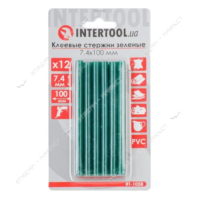 Комплект клеевых стержней Intertool RT-1058 7.4x100мм зеленые 12шт