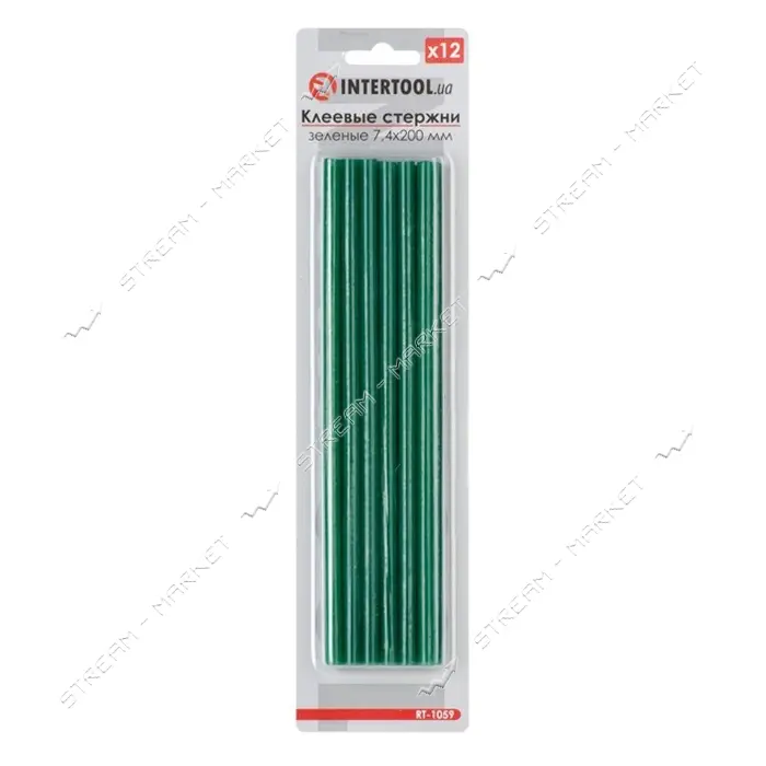 Комплект клеевых стержней Intertool RT-1059 7.4x200мм зеленые 12шт                                  