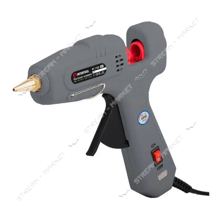 Пистолет клеевой Intertool  RT-1102 40Вт 230В 195-210С под стержни 10.8-11.5мм 10-165г/мин          