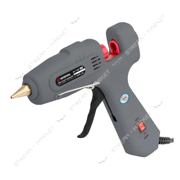 Пистолет клеевой Intertool RT-1104 80Вт 230В 215-230С под стержни 10.8-11.5мм 13-30г/мин