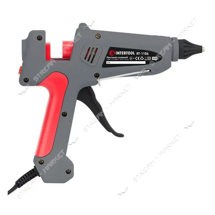 Пистолет клеевой Intertool RT-1106 100Вт 230В 215-230С под стержни 10.8-11.5мм 13-30г/мин           