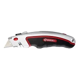 Нож Intertool HT-0516 с выдвижным трапециевидным лезвием металлический корпус прорезиненный.