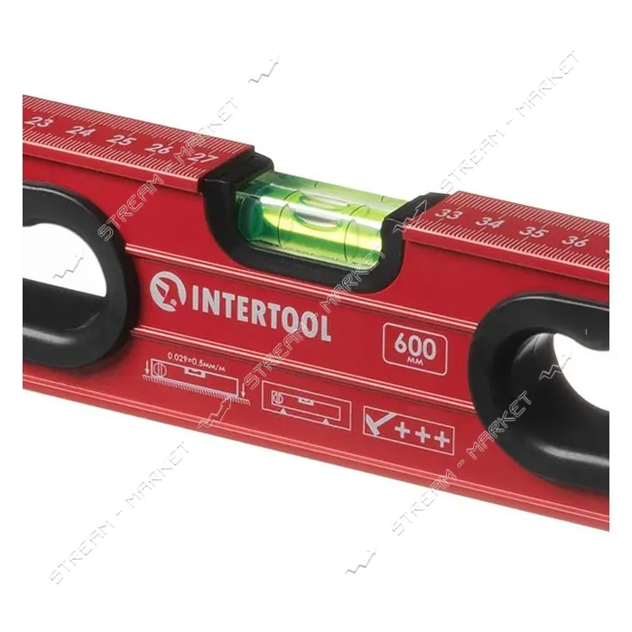 Уровень Intertool MT-1266 алюминиевый с поворотной капсулой и резиновой рукояткой 60см