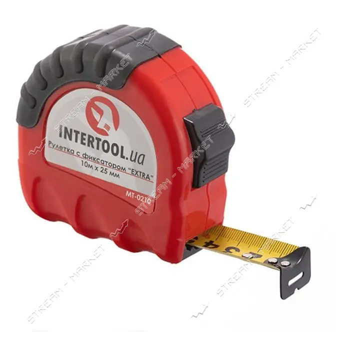 Рулетка с фиксатором Intertool MT- 0210 EXTRA 25мм 10м                                              