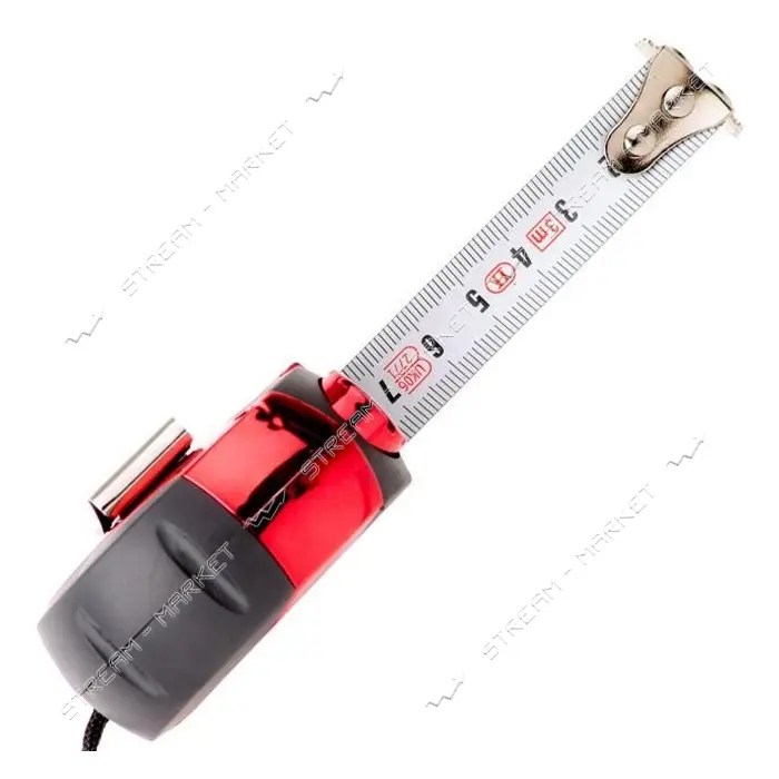 Рулетка Intertool MT-0808 8м x 25мм с автомат. блокировкой на зацепе полотна установлены магниты    
