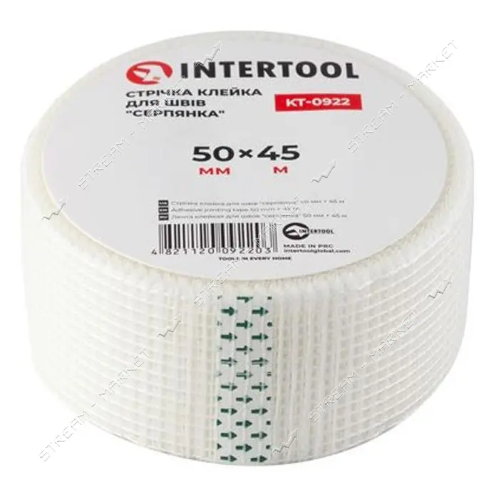 Лента клеящаяся Intertool KT-0922 серпянка для швов 50мм 45м                                        