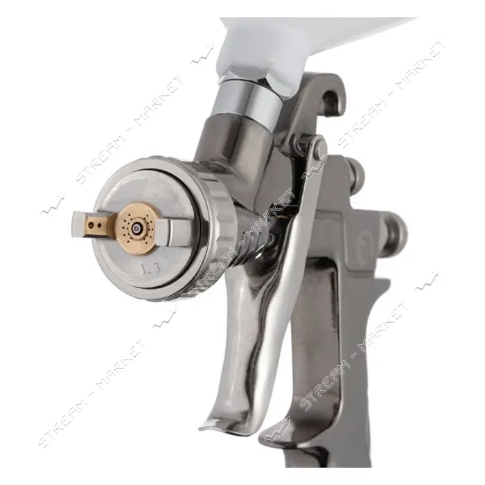 Краскопульт пневматический Intertool PT-0138 LVLP форсунка 1.3мм верхний пластиковый бачок 600мл    