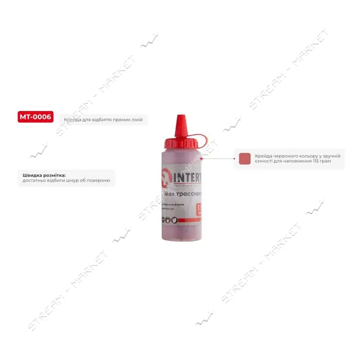 Мел трассировочный Intertool MT-0006 115г красный                                                   