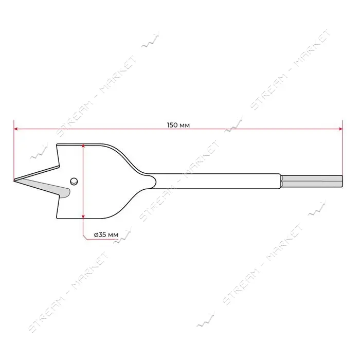 Сверло перьевое Intertool SWF-3515  по дереву 35х150мм                                              