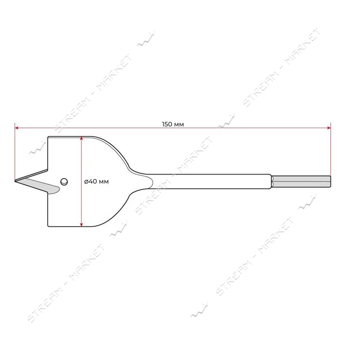 Сверло перьевое Intertool SWF-4015 по дереву 40х150мм