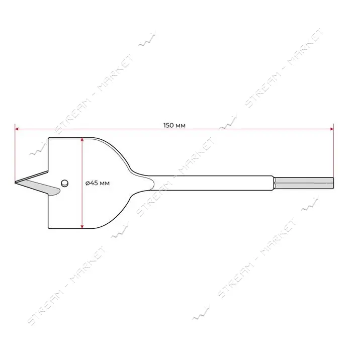 Сверло перьевое Intertool SWF-4515 по дереву 45х150мм