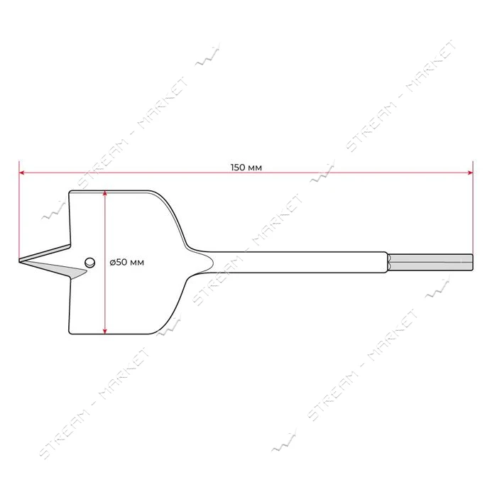 Сверло перьевое Intertool SWF-5015 по дереву 50х150мм