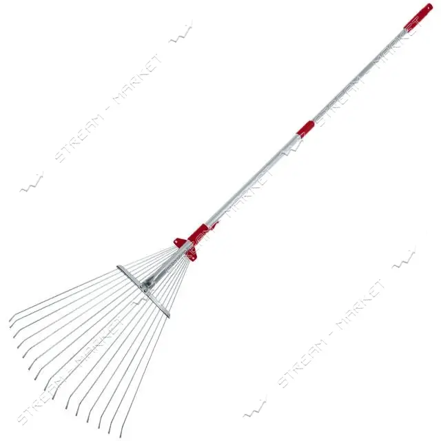 Грабли веерные Intertool FT-3007 15 прутьев метал.телескоп.рукоятка,рег.шир.раб.поверхности 30-50см 