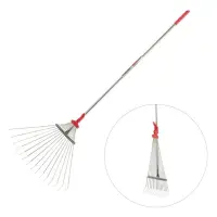 Грабли веерные Intertool FT-3008 15 прутьев металлическая рукоятка регулировка ширины 20-65см       