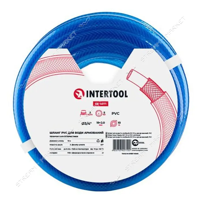 Шланг для воды Intertool GE-4071 PVC трехслойный армированный 3/4" 10м