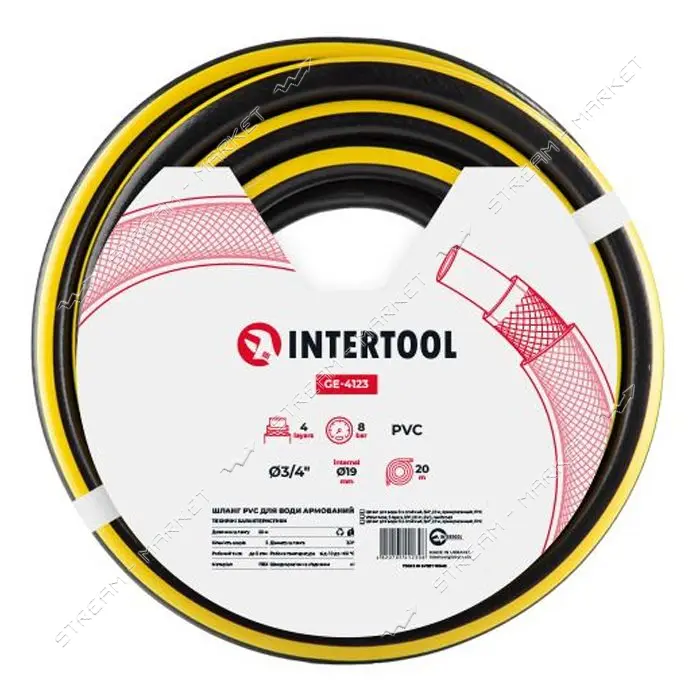 Шланг для воды Intertool GE-4123 PVC четырехслойный армированный 3/4" 20м