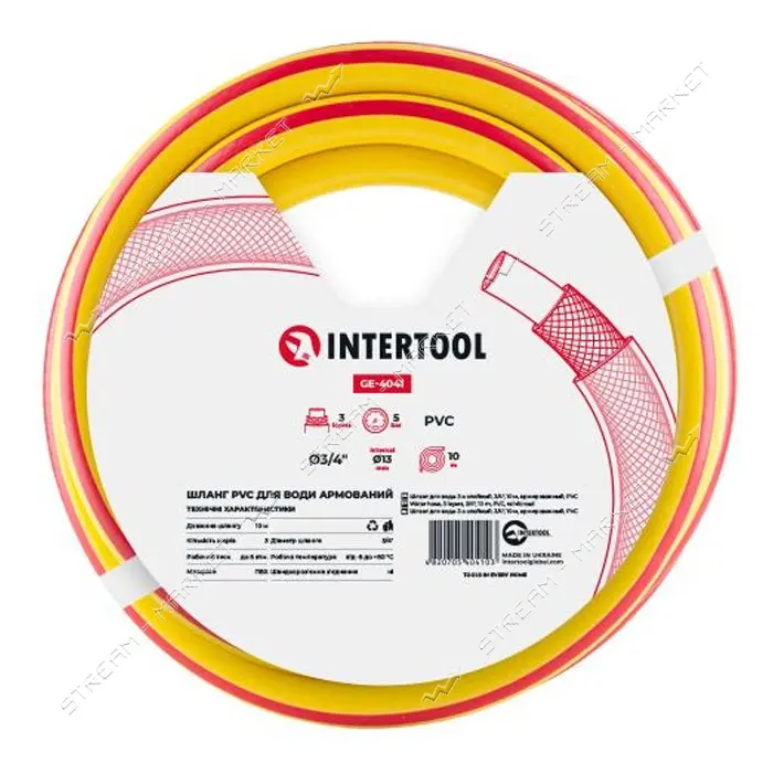 Шланг для полива Intertool GE-4041 PVC трехслойный армированный 3/4" 10м
