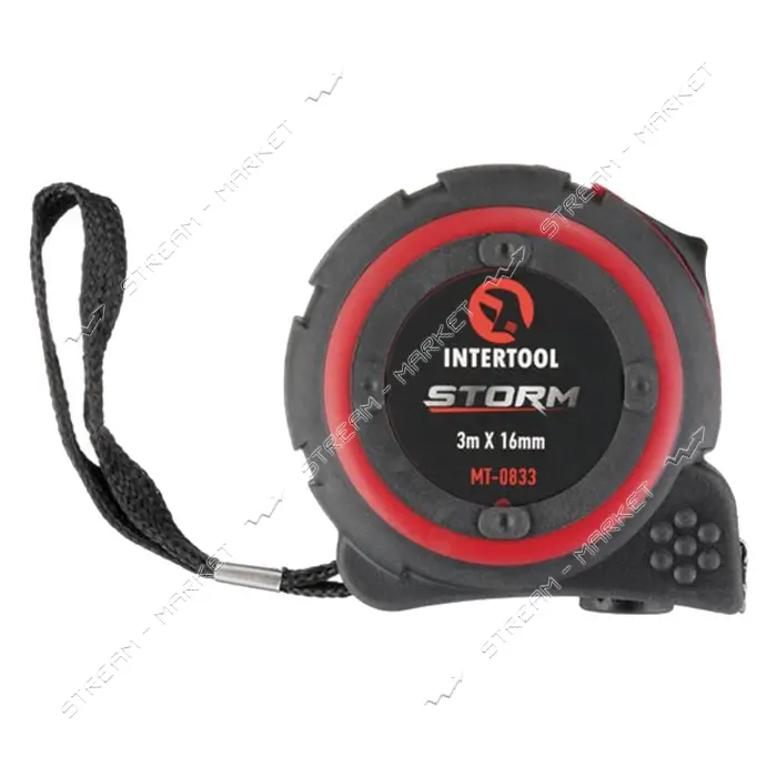 Рулетка с металлическим полотном Intertool MT-0833 3м х 16мм нейлоновое покрытие полотна Storm      